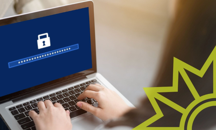 Beitragsbild Passwort Merkliste Sicht auf ein Laptop mit Passwortschutz